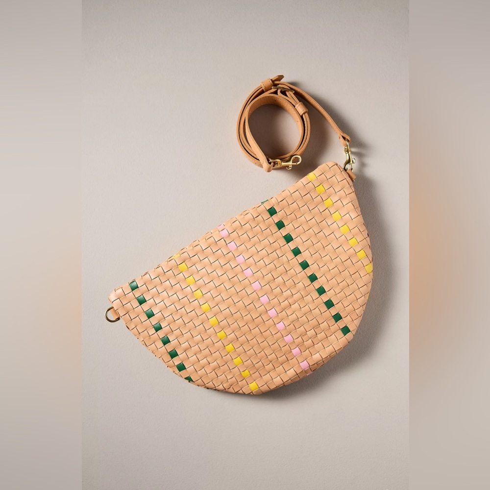 Clare V Grande Fanny in Bisque Check sold with detachable pink chain strap - Picture 2 of 16